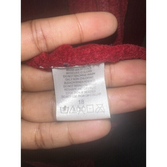 Marguerite's Burgundy Red Cardigan Sweater‎ Faux Fur Collar Zip Up - Picture 9 of 9